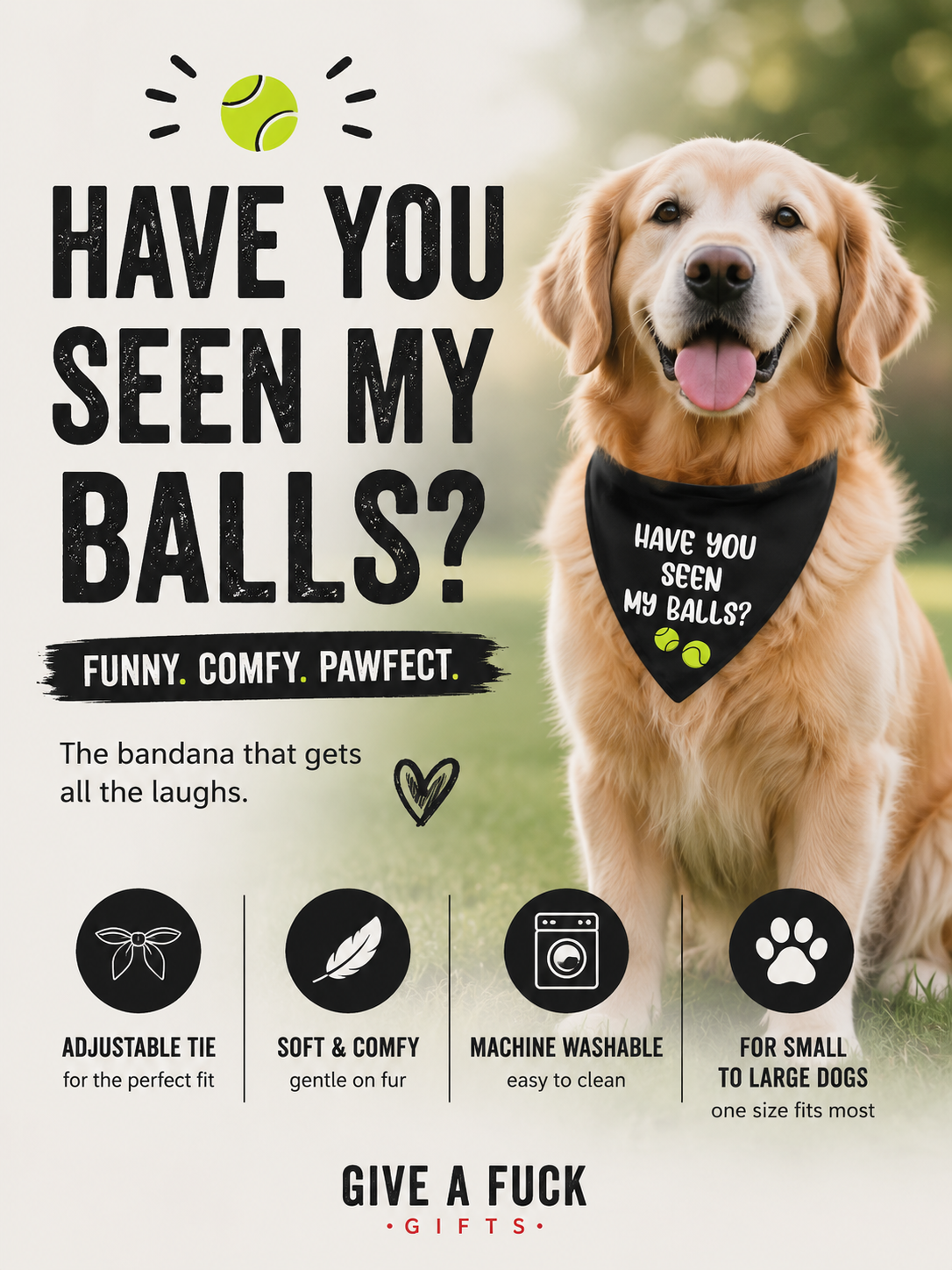 Have You Seen My Balls funny dog bandana